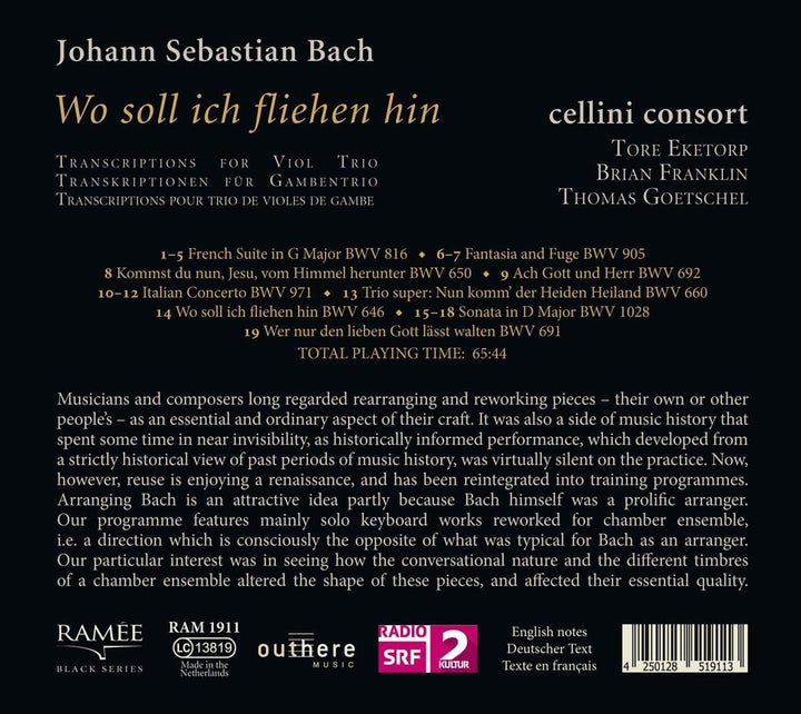 Cellini Consort - JS Bach: Wo Soll Ich Fliehen Hin [Audio CD]