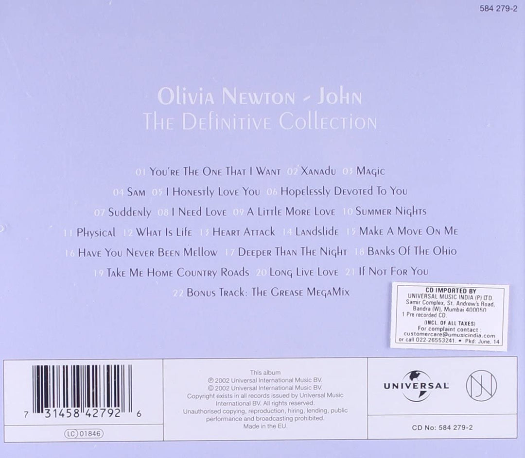 Olivia Newton-John - The Definitive Collection [Audio CD]
