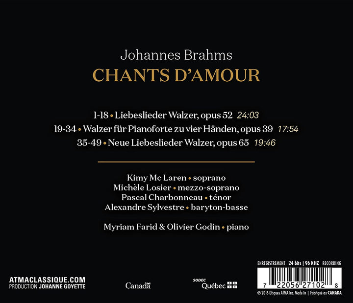 Kimy McLaren - Brahms: Chants d'Amour [Audio CD]