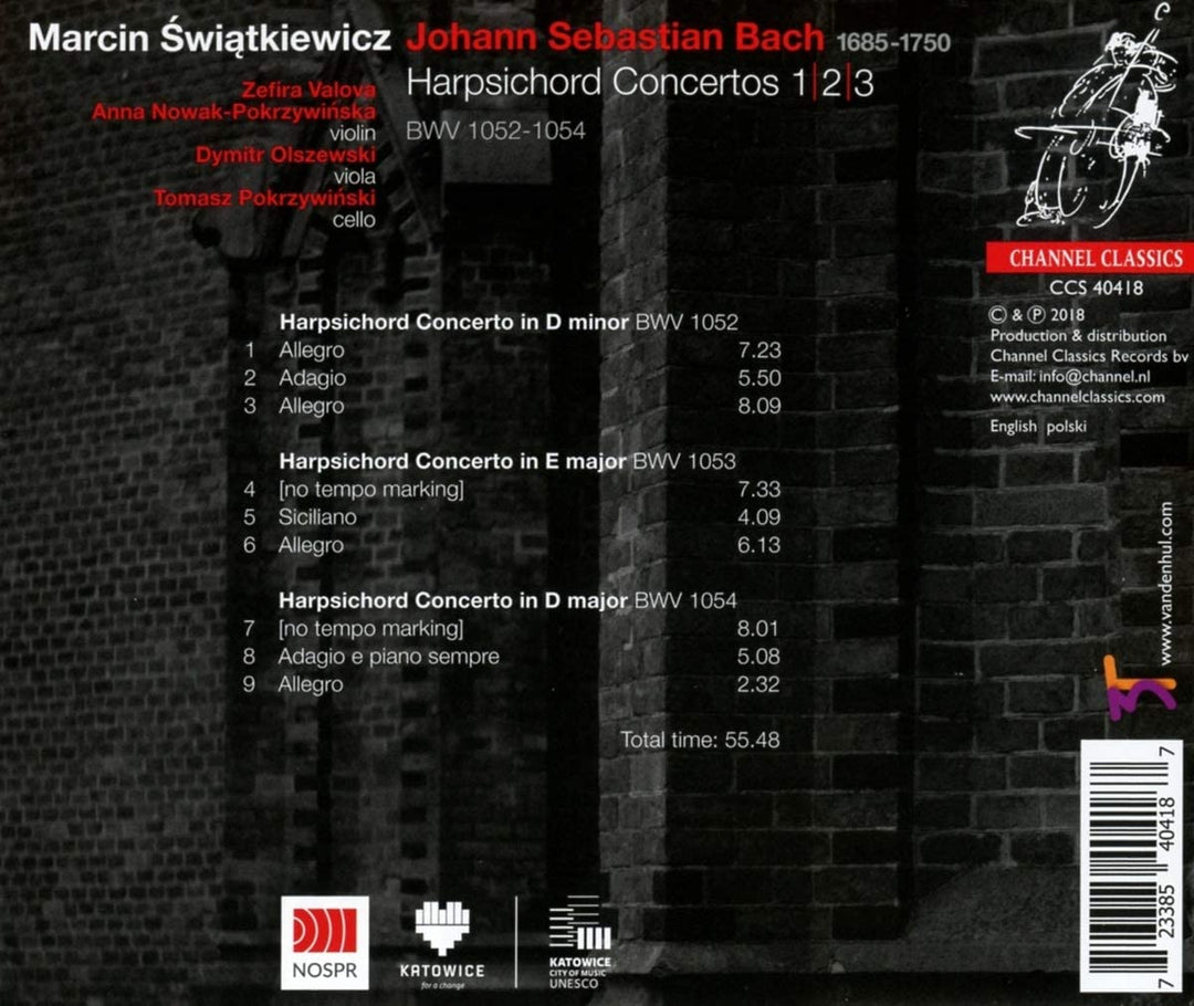 Marcin wiatkiewicz - J.S. Bach: Harpsichord Concertos 1, 2 & 3 BWV 1052 - 1054 [Audio CD]