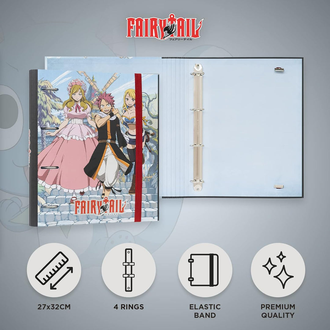 Grupo Erik Fairy Tail 4 Ring Binder | Premium A4 Folders Ring Binder | 4 Ring Binder A4
