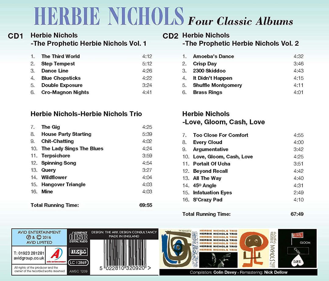 Four Classic Albums (The Prophetic Herbie Nichols Vol 1 / Herbie Nichols Trio / The Prophetic Herbie Nichols Vol 2 / Love, Gloom, Cash, Love) - Herbie Nichols [Audio CD]