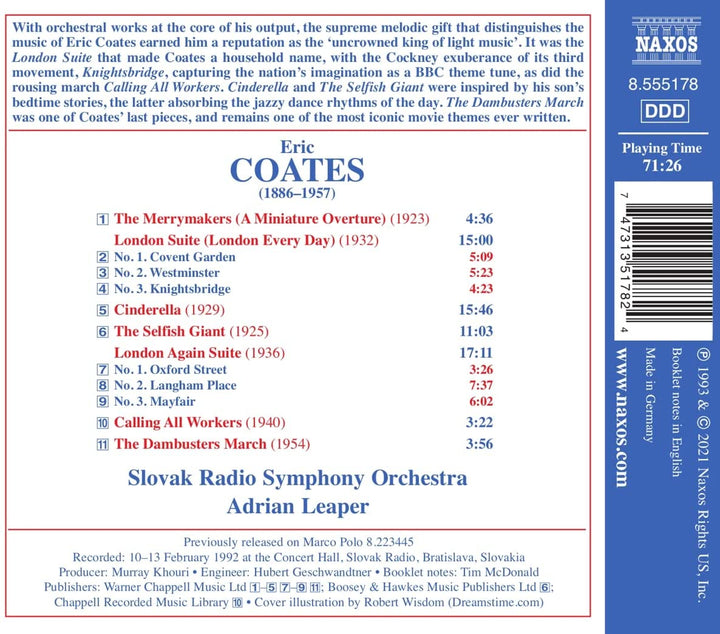 Coates: British Light Music Vol. 3 [Slovak Radio Symphony Orchestra; Adrian Leap [Audio CD]