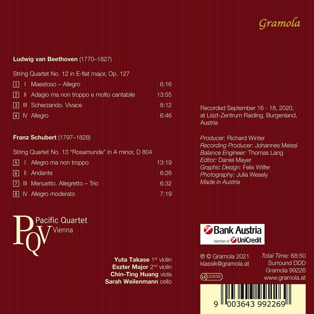 Beethoven: String Quartet [Pacific Quartet Vienna] [Gramola: 99226] [Audio CD]