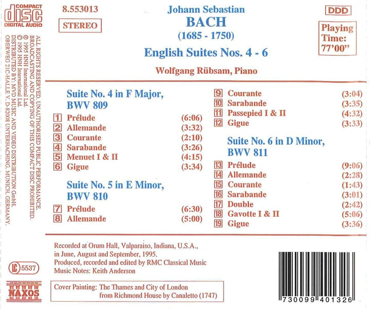 Bach - English Suites Nos 4-6