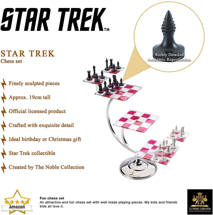 The Noble Collection Star Trek Tri-Dimensional Chess Set - 32 Highly Detailed Plastic Chess Pieces - Officially Licensed Star Trek TV Show Game Gifts