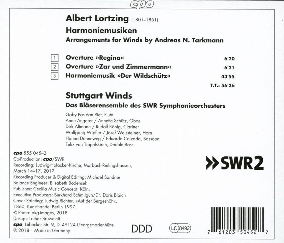 Lortzing: Der Wildschütz: Harmoniemusiken [Stuttgart Winds] [Cpo: 555045-2] [Audio CD]