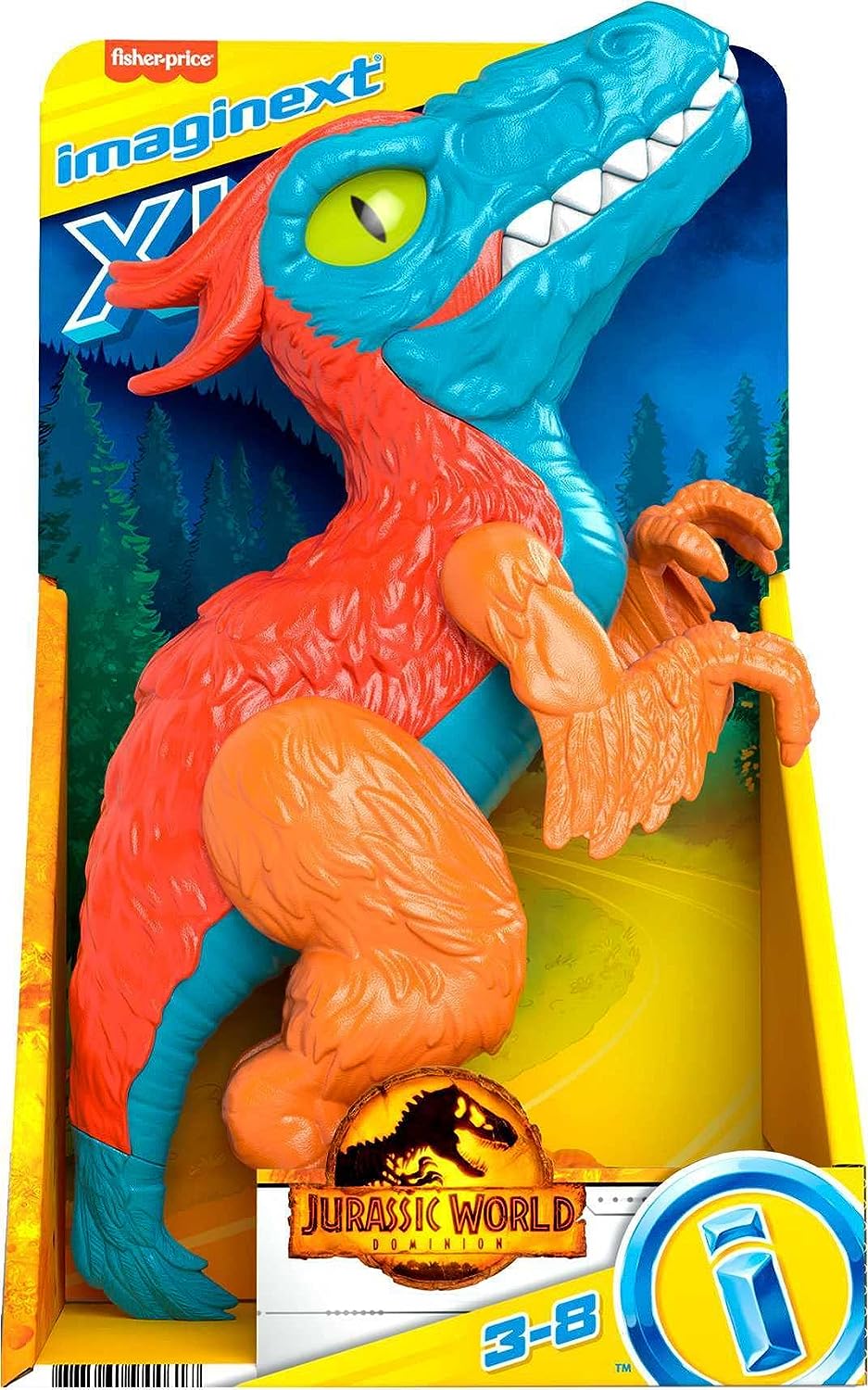 Imaginext Jurassic World Dominion Pyroraptor Dinosaur XL Figure, 10 Inch Tall Po