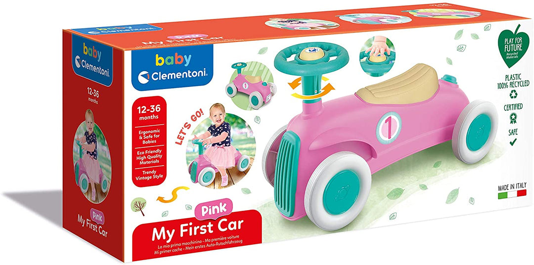 Clementoni 17455 My First Car-Pink Ride on for Toddlers, Ages 12 Months Plus