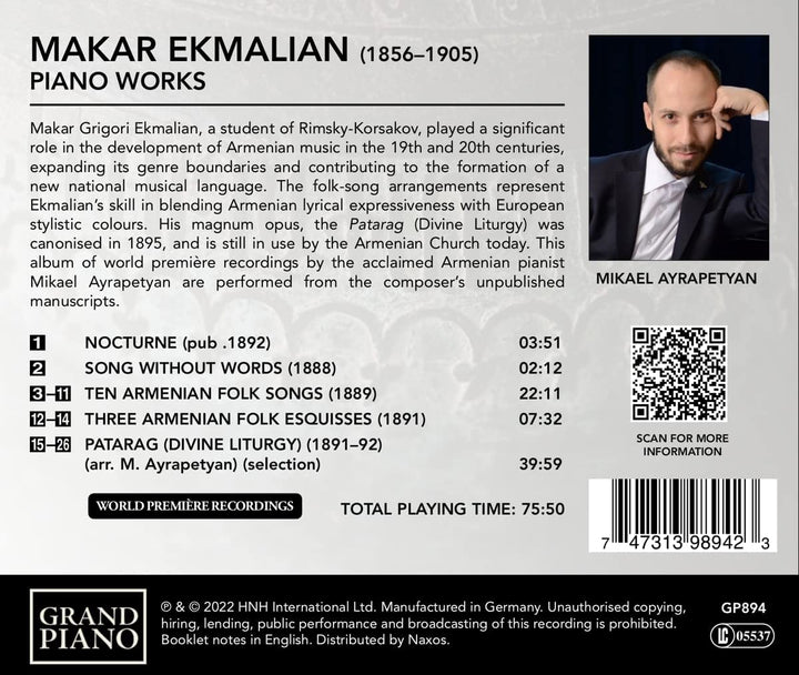 Ekmalian: Piano Works [Mikael Ayrapetyan] [Grand Piano: GP894] [Audio CD]