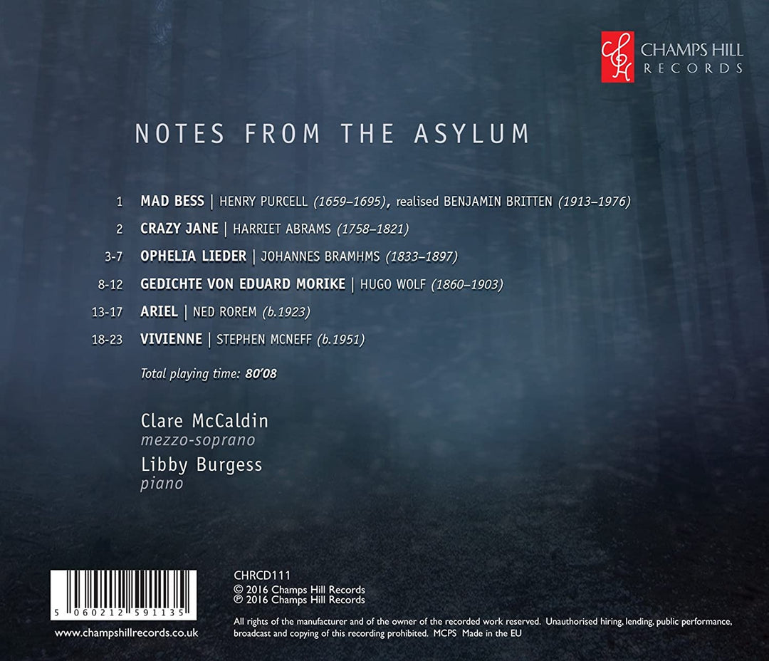 Clare McCaldin - Notes From The Asylum [Clare McCaldin; Libby Burgess] [Champs Hill: CHR 111] [Audio CD]