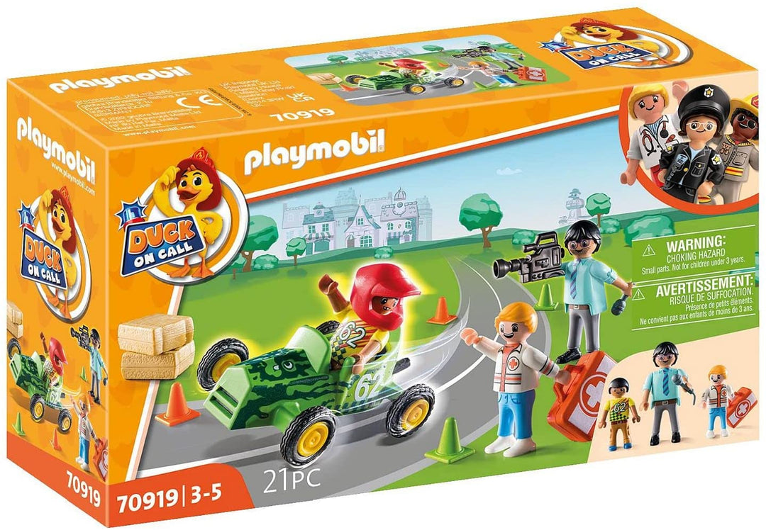 Playmobil DUCK ON CALL 70919 Ambulance Action: Help the Racing Driver, Toy for Children Ages 3+