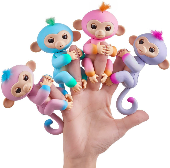 Fingerlings 2 Tone Monkey - Charlie (Blue with Green accents) - Animal de compagnie interactif pour bébé