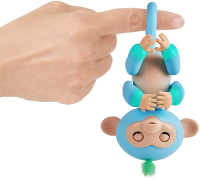 Fingerlings 2 Tone Monkey - Charlie (Blue with Green accents) - Interactive Baby Pet