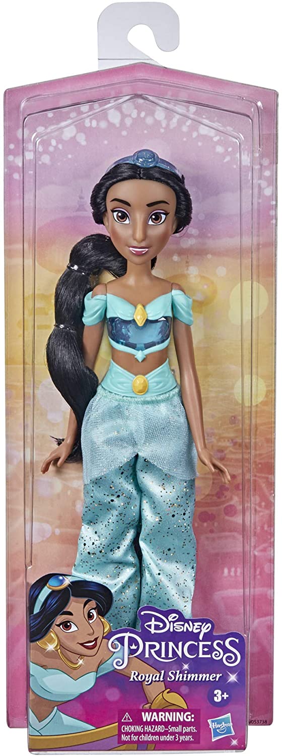 Disney Princess Royal Shimmer Jasmine Doll, Fashion Doll with Skirt and Accessories, Toy for Children Aged 3 and Up