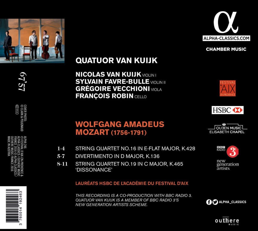 Van Kuijk Quartet - Mozart: String Quartets No.16 & 19 [Audio CD]