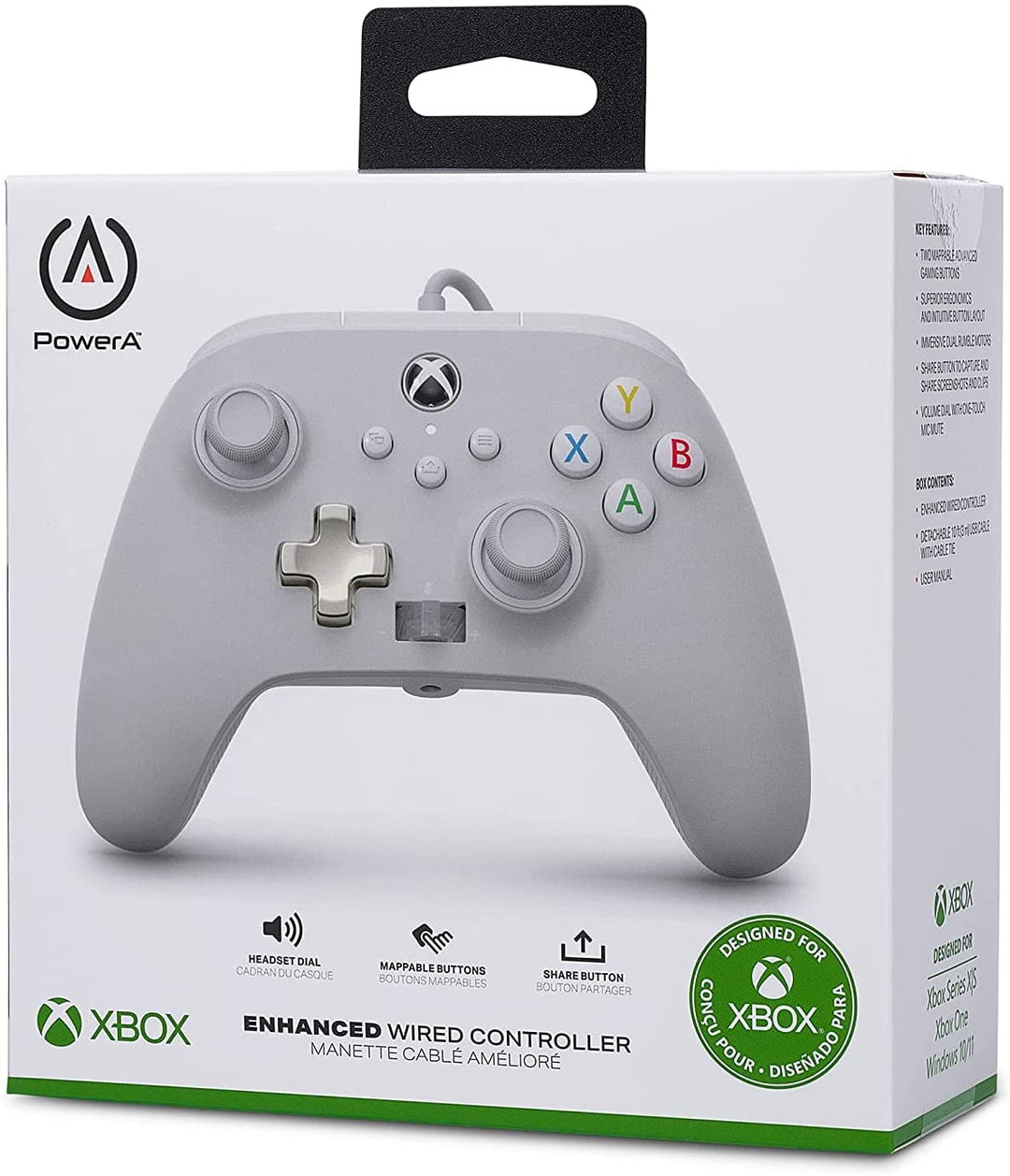 PowerA Enhanced Wired Controller for Xbox - Mist, White, gamepad, wired video ga