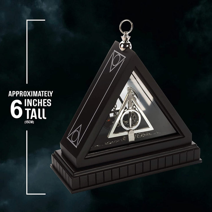 The Noble Collection Harry Potter Xenophilius Lovegood's Deathly Hallows Necklace - 20in (51cm) Silver Chain with Collector's Display - Officially Licensed Harry Potter Film Set Jewellery Gifts