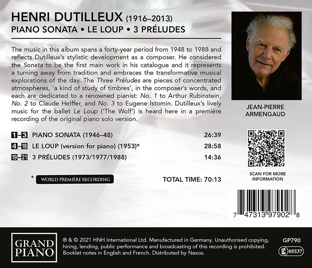 Jean-Pierre Armengaud - Dutilleux: Piano Works [Jean-Pierre Armengaud] [Grand Piano: GP790] [Audio CD]