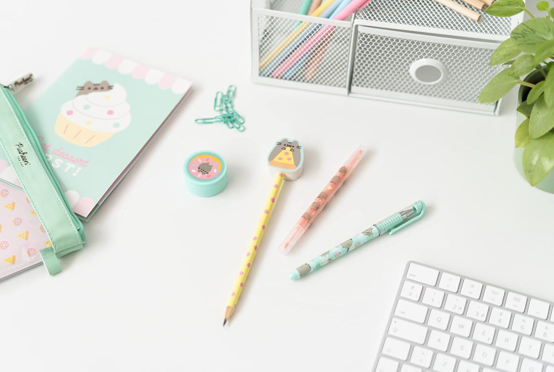 Official Pusheen Foodie Super Stationery Set - Pens and Pencil with Eraser Toppe