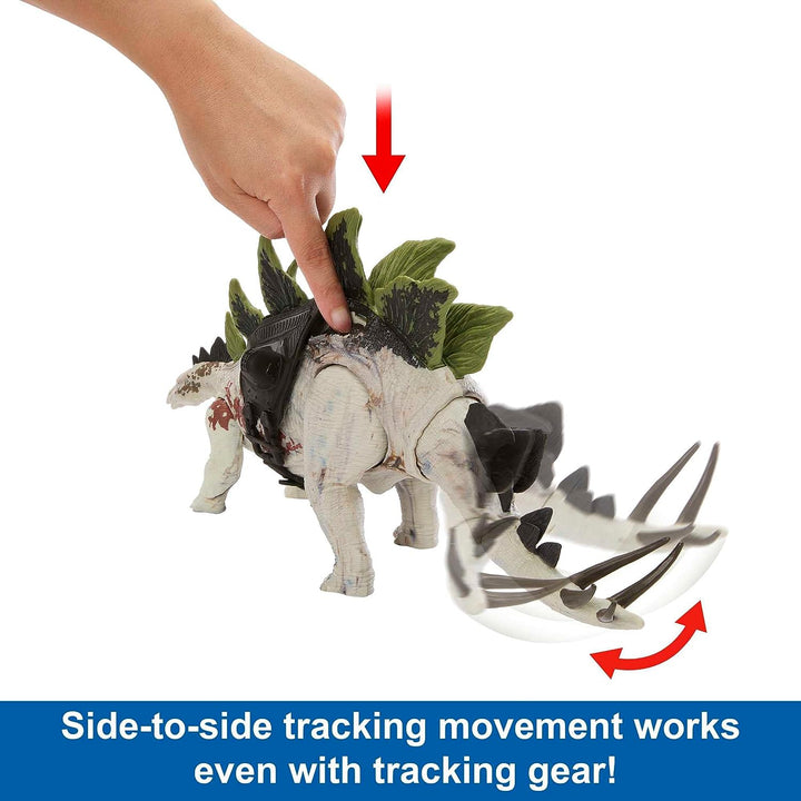 ?Jurassic World Dominion Dinosaur Figure Gigantic Trackers Stegosaurus with Attack Motion & Tracking Gear