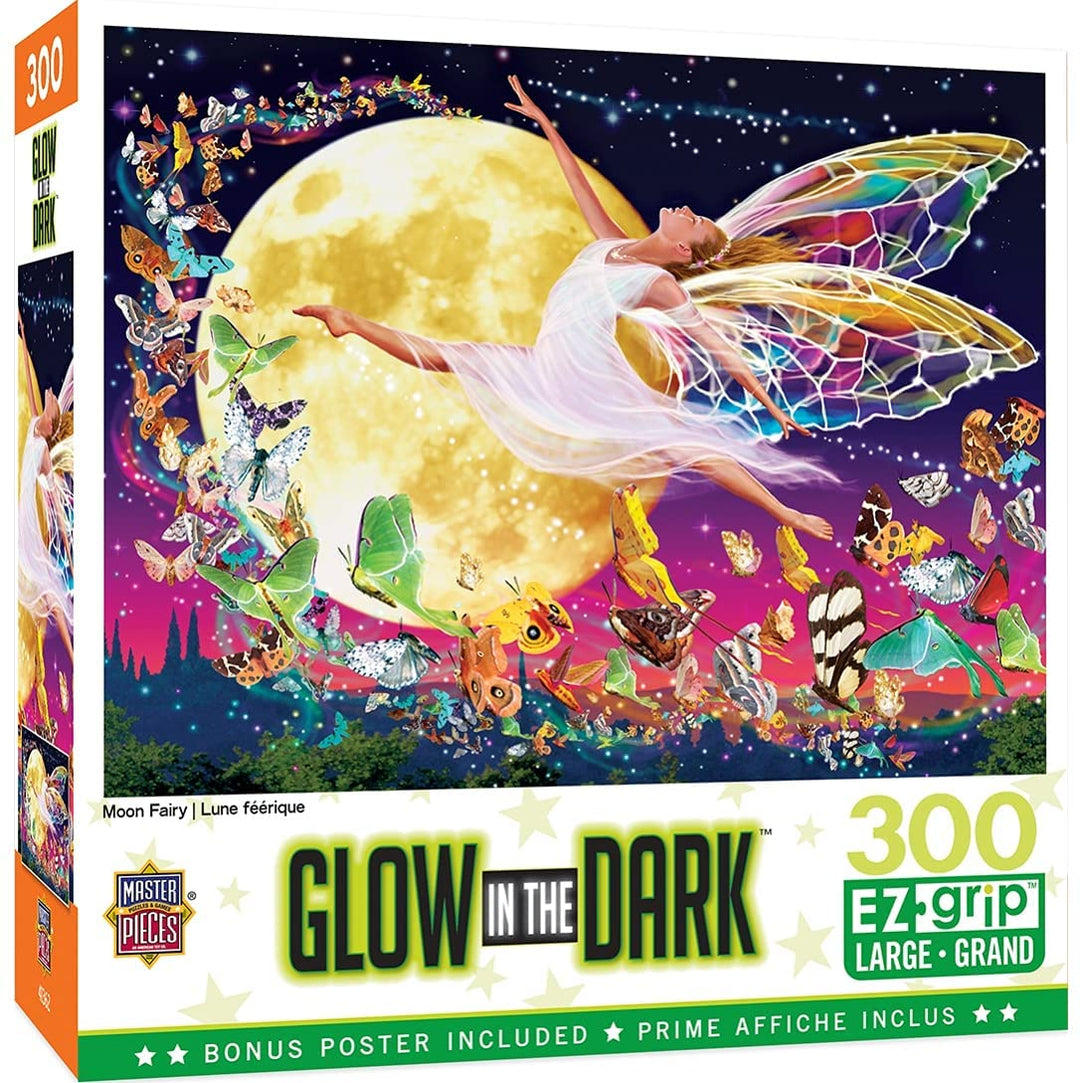 MasterPieces 31852 Glow in the Dark Moon Fairy Large Puzzle, Multicolored, 18"x2