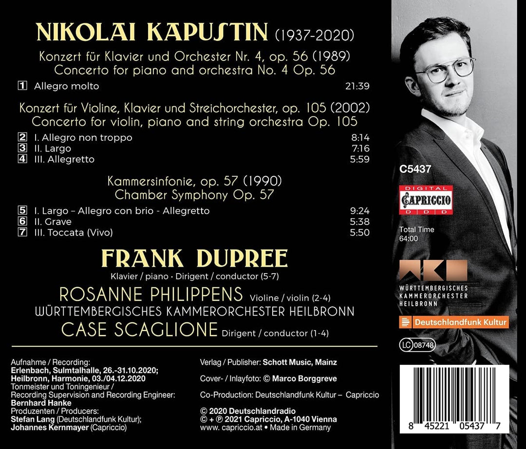 Kapustin: Piano Concerto No. 4 [Frank Dupree; Rosanne Philippens; Meinhard Jenne; Württembergisches Kammerorchester; Case Scaglione] [Capriccio: C5437] [Audio CD]