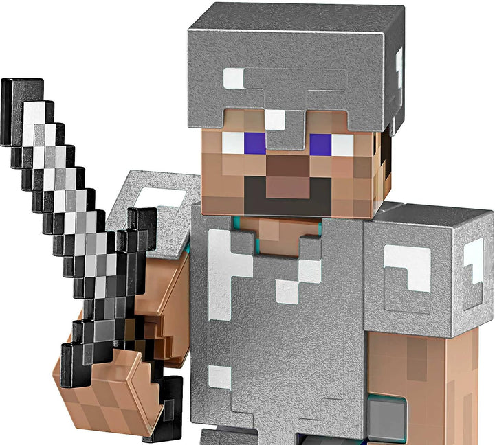 Mattel Minecraft Diamond Level Steve, 5.5-inch Collector Action Figure with Die-cast Accessories