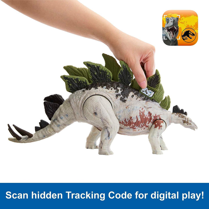 ?Jurassic World Dominion Dinosaur Figure Gigantic Trackers Stegosaurus with Attack Motion & Tracking Gear