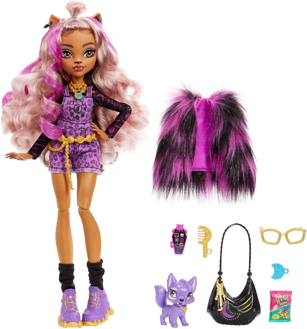 Monster High Doll, Clawdeen Wolf with Accessories and Pet Dog, Toy Pet and Doll Accessories