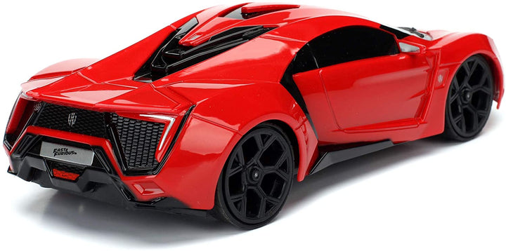 Jada Toys Fast & Furious Lykan Hypersport 253203020 Remote Control 2-Channel Radio Control Turbo Function RC Car Drives Forwards-Backwards, Left-Right, Scale 1:24, Red
