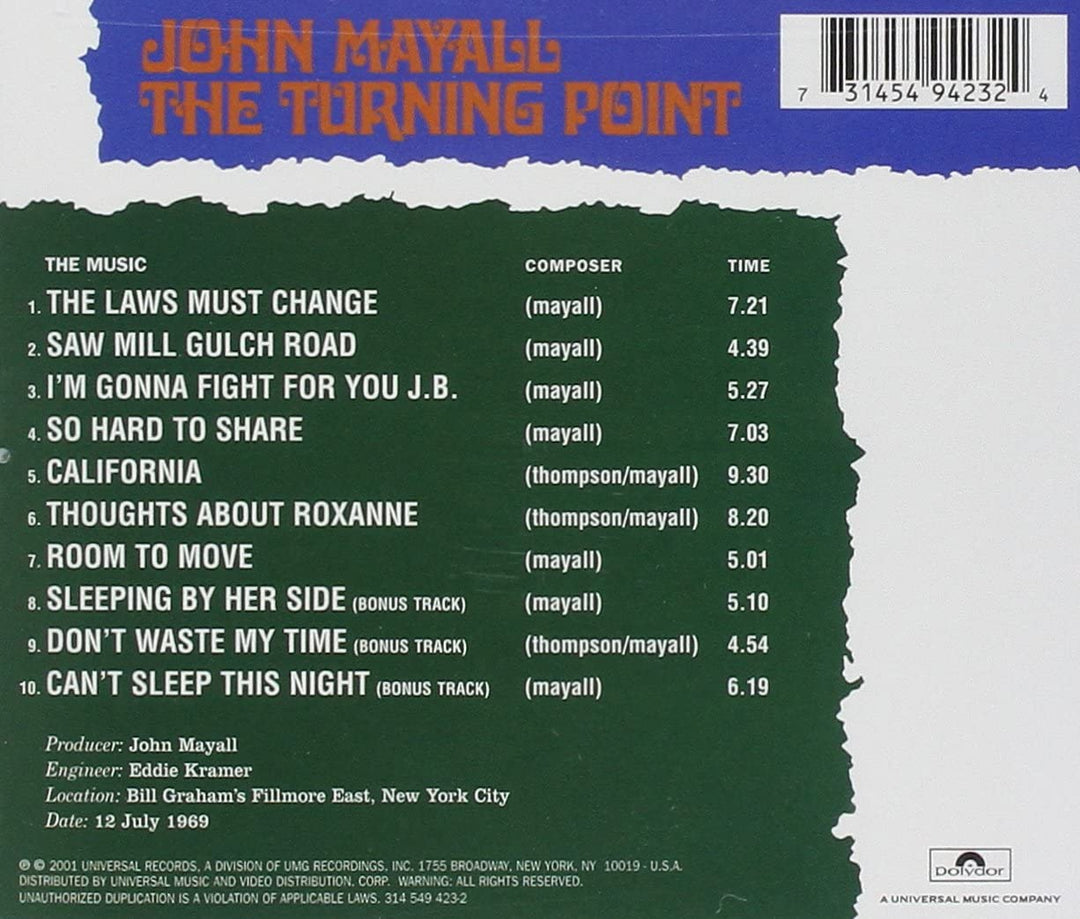 The Turning Point - John Mayall [Audio CD]