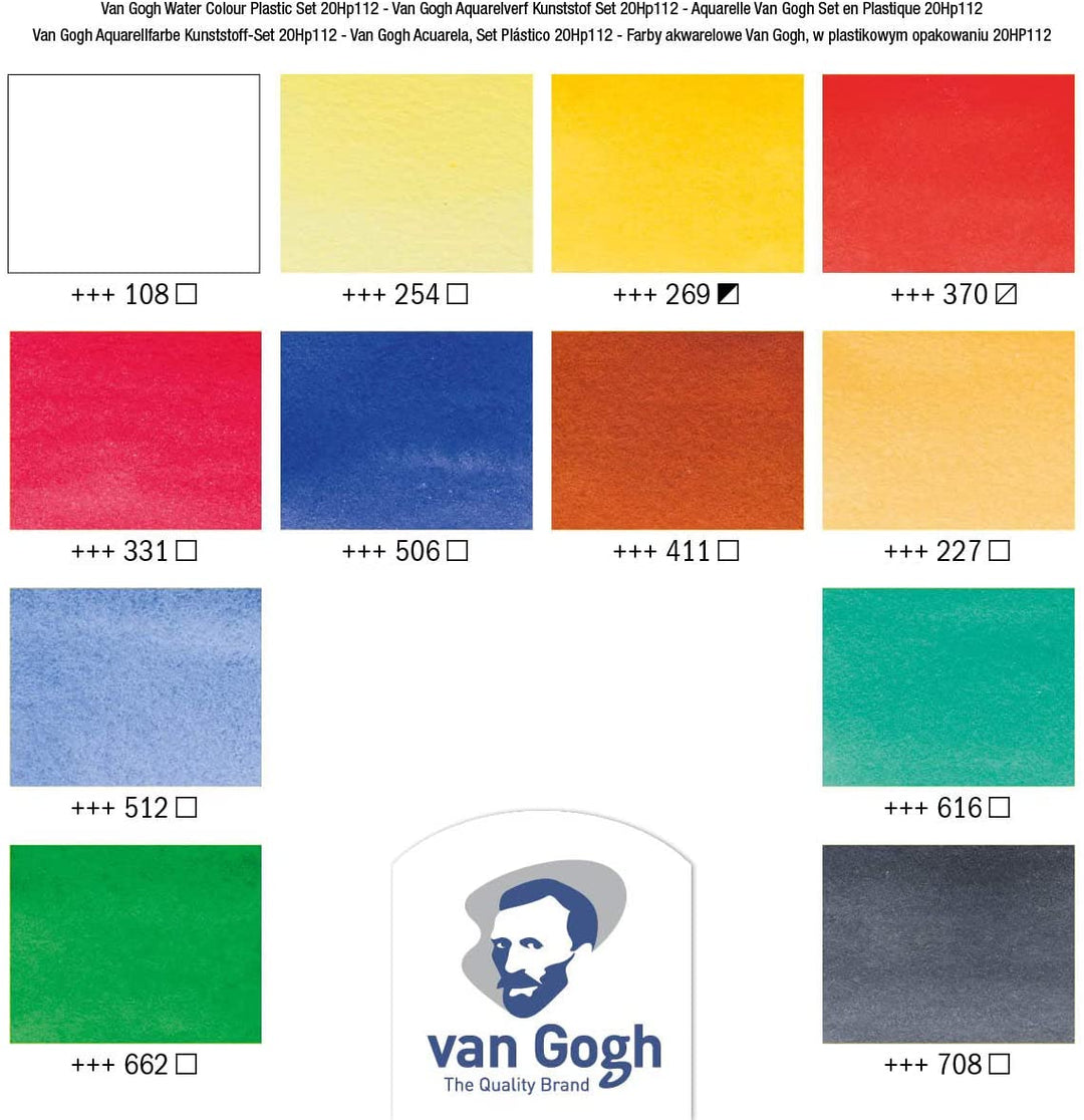 Royal Talens Van Gogh Aquarelle 12 Tubes Boîte de Poche Plastique