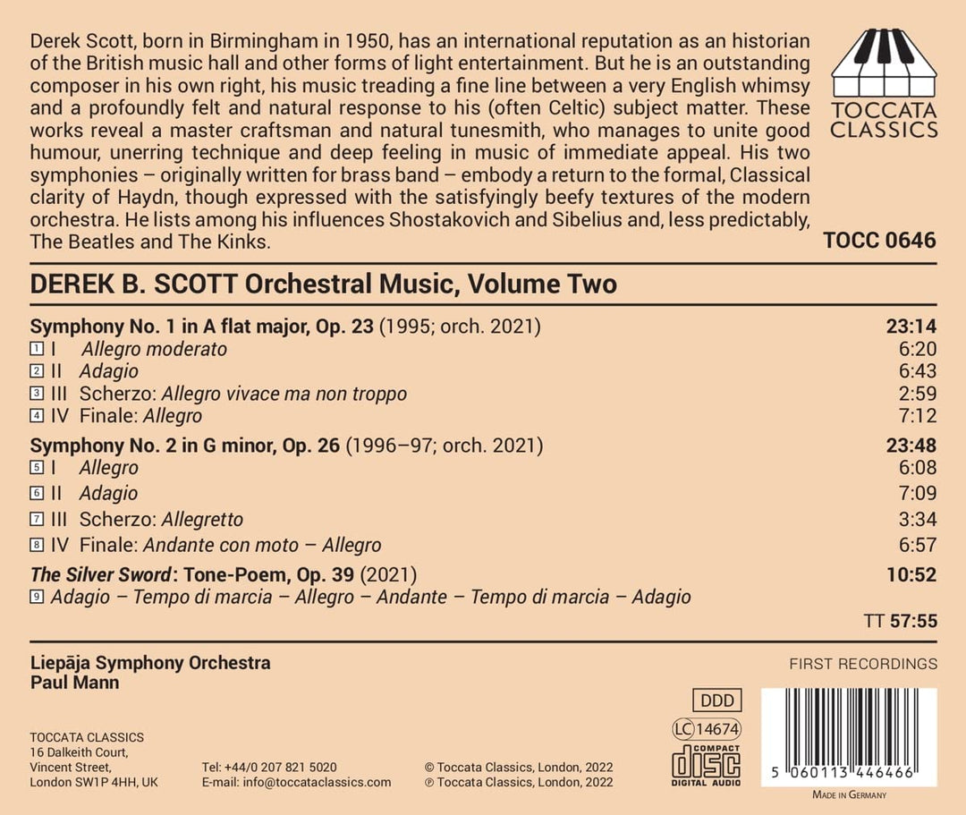 Scott: Orchestral Music Vol.2 [Liep?ja Symphony Orchestra; Paul Mann ] [Audio CD]