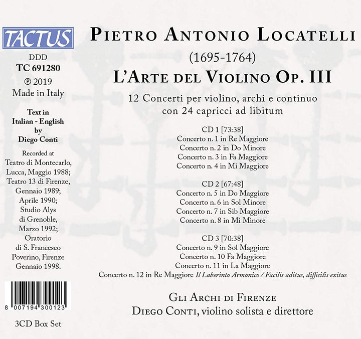 Locatelli: Larte Del Violino [Gli Archi di Firenze; Diego Conti] [Tactus: TC 691280] [Audio CD]