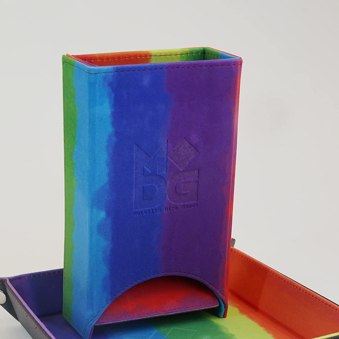 Metallic Dice Games Fold Up Dice Tower: Watercolor Rainbow, Role Playing Game Dice Accessories for Dungeons and Dragons