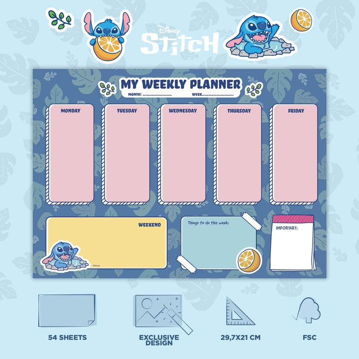 Grupo Erik Disney Stitch Weekly Planner A4 | Disney Calendar | Family Calendar