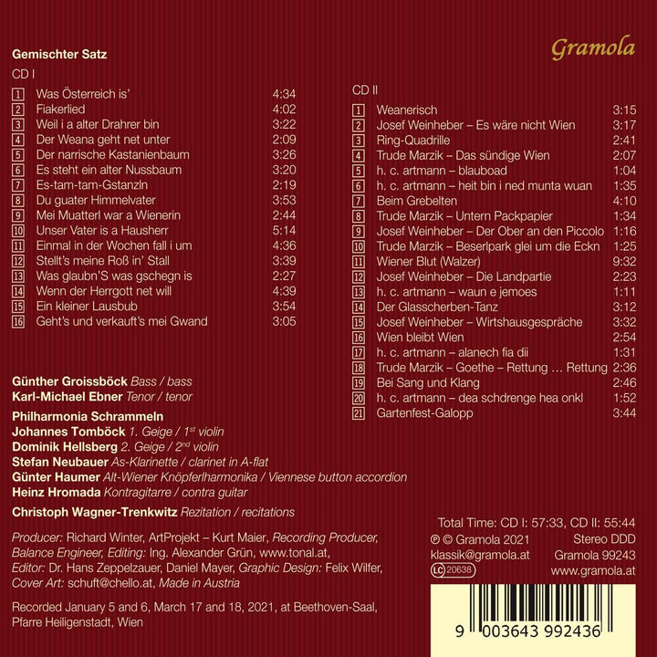 Germischter Satz [Günther Groissböck; Karl-Michael Ebner; Christoph Wagner-Trenkwitz; Philharmonia Schrammeln] [Gramola: 99243] [Audio CD]