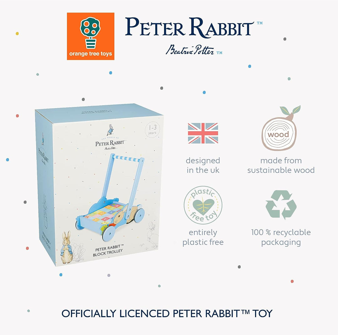 Orange Tree Toys Peter Rabbit Block Trolley for 12 Months +