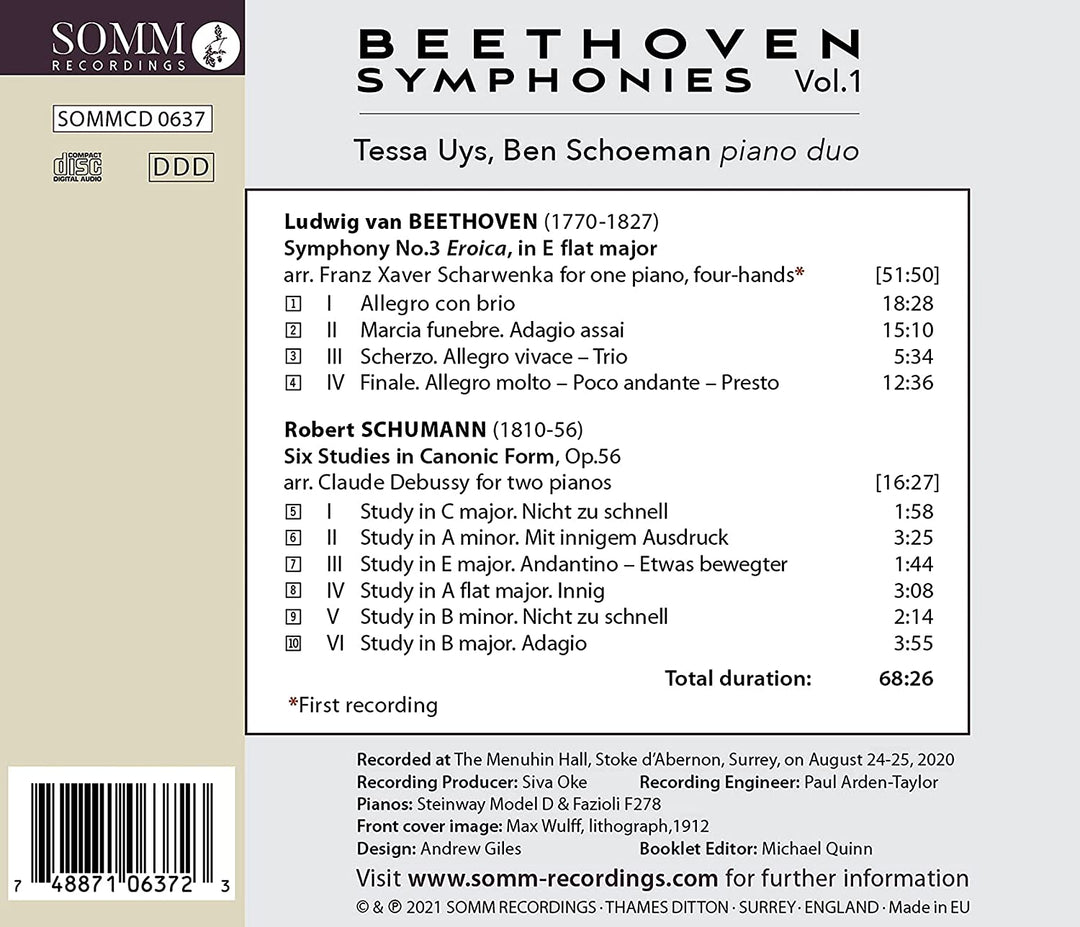 Beethoven: Symphonies [Tessa Uys; Ben Schoeman] [Somm Recordings: SOMM 0637] [Audio CD]