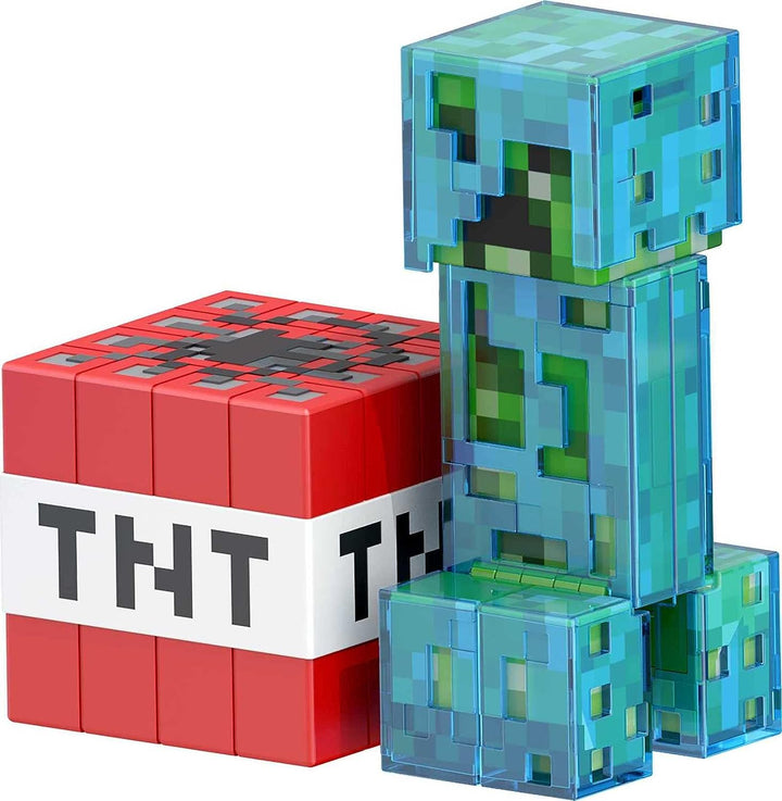 Mattel Minecraft Diamond Level Creeper, 5.5-inch Collector Action Figure with Die-cast Accessories
