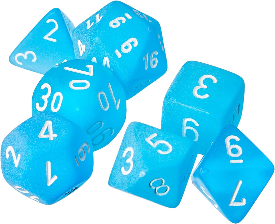 Chessex 27416 Dice-Frosted: 7Pc Caribbean Blue Set, Multi-Colored