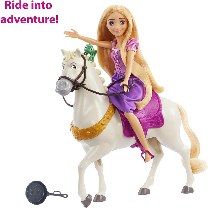Disney Princess Toys, Rapunzel Doll with Maximus Horse, Pascal Figure, Brush and Riding Accessories