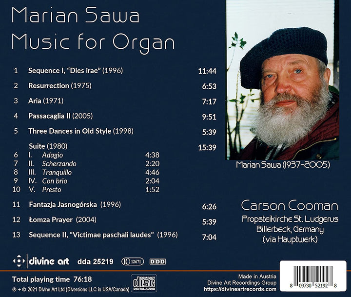 Carson Cooman - Sawa: Music For Organ [Divine Art: DDA25219] [Audio CD]