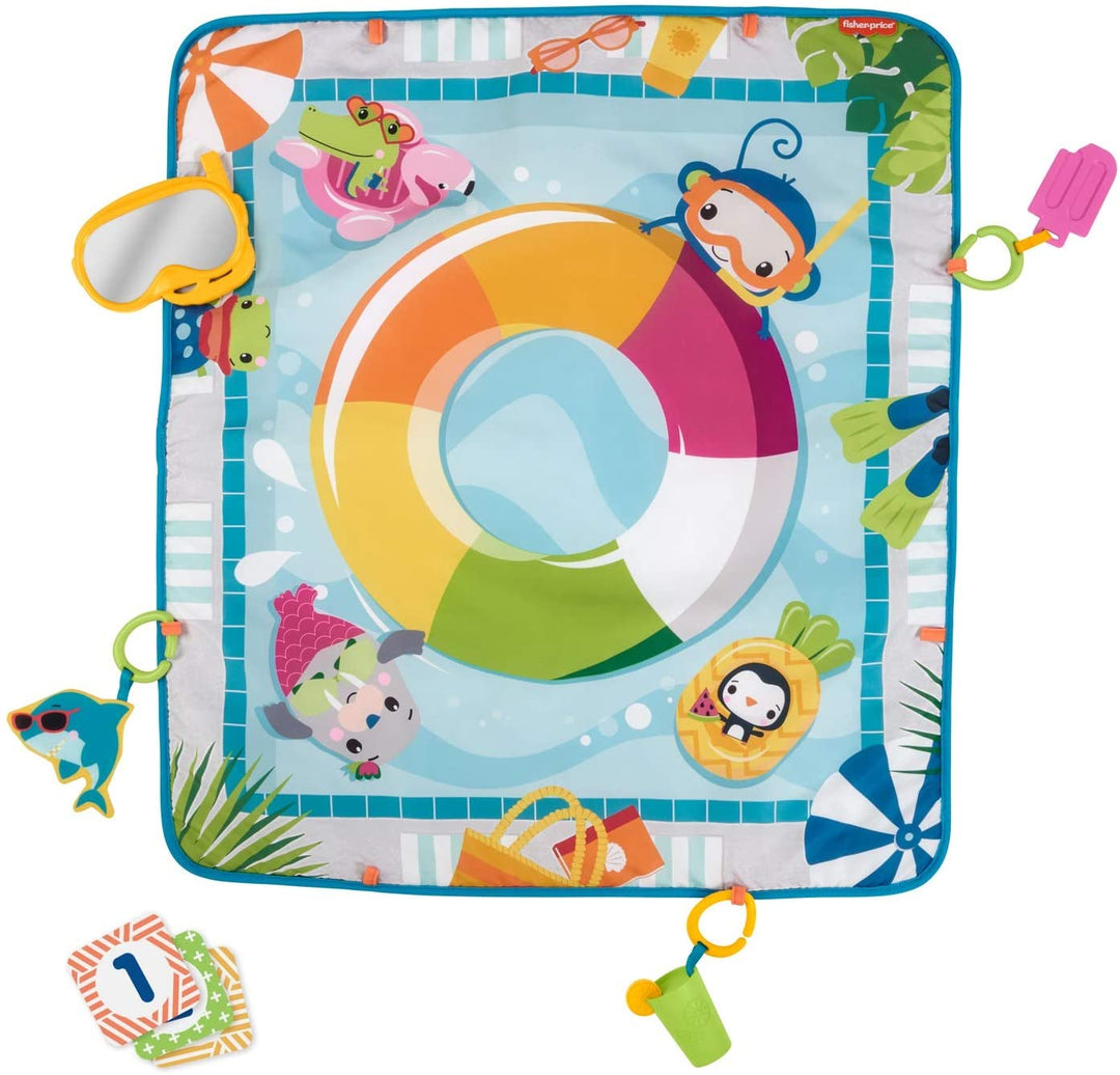 Fisher-Price Fun Activity Mat Piscine, Tapis d&#39;Activité pour Bébé avec Jouets Amovibles
