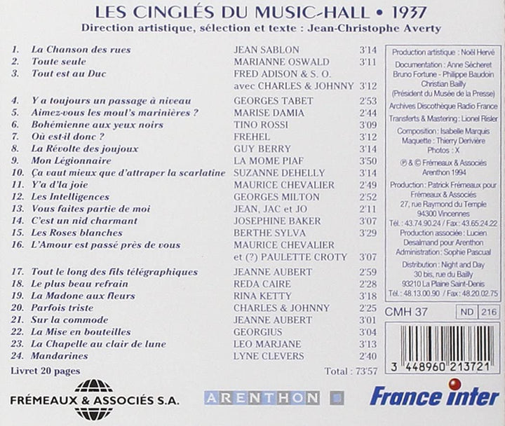 Jean-Christophe Averty - Les Cingles Du Music Hall : 1937 [Audio CD]