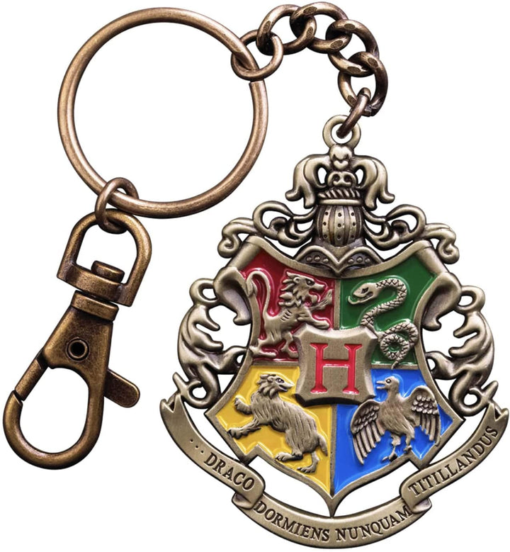The Noble Collection Harry Potter Hogwarts Crest Keychain - 2in (4.5cm) Hand-enamelled Hogwarts School Keychain - Harry Potter Film Set Movie Props Gifts Merchandise