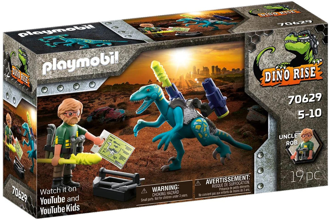 Playmobil 70629 Deinonychus, Ready for Battle Playset avec le personnage d&#39;Oncle Rob