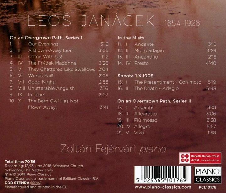 Zoltán Fejérvári - JANÁCEK: On an Overgrown Path, in the Mists, Sonata 1.X1905 [Audio CD]