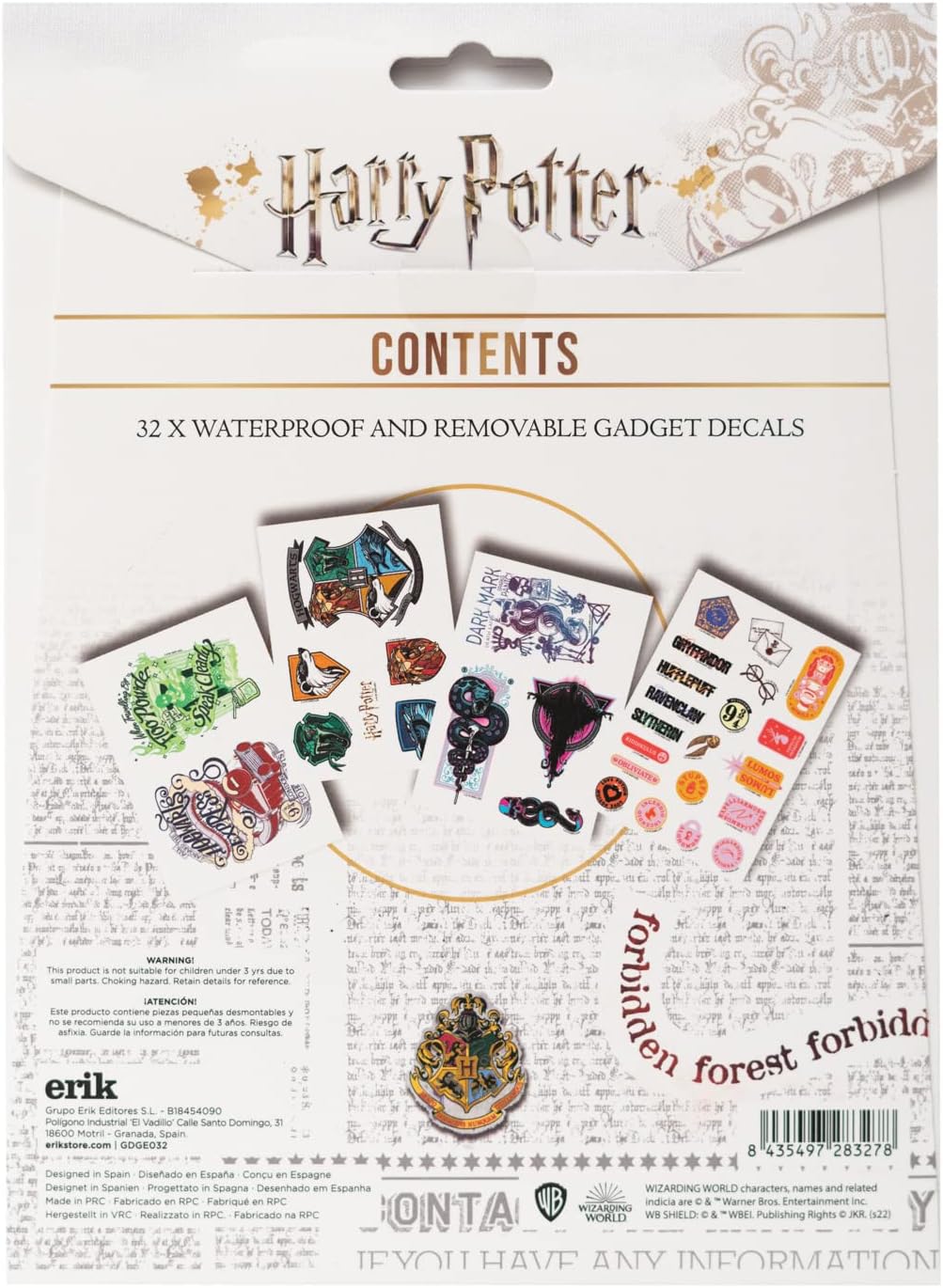 Erik Official Harry Potter Gadget Decals - 32 Waterproof & Removable Stickers